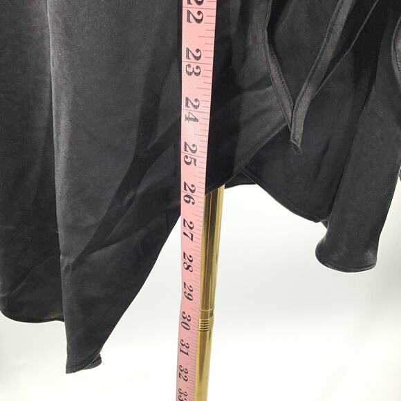 SKIES ARE BLUE XS black satin collared long sleeve button tie top blouse NWT 0B3 - Picture 7 of 7